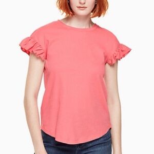 Kate Spade Peach Sherbet Coral Ruffle Sleeve Tee